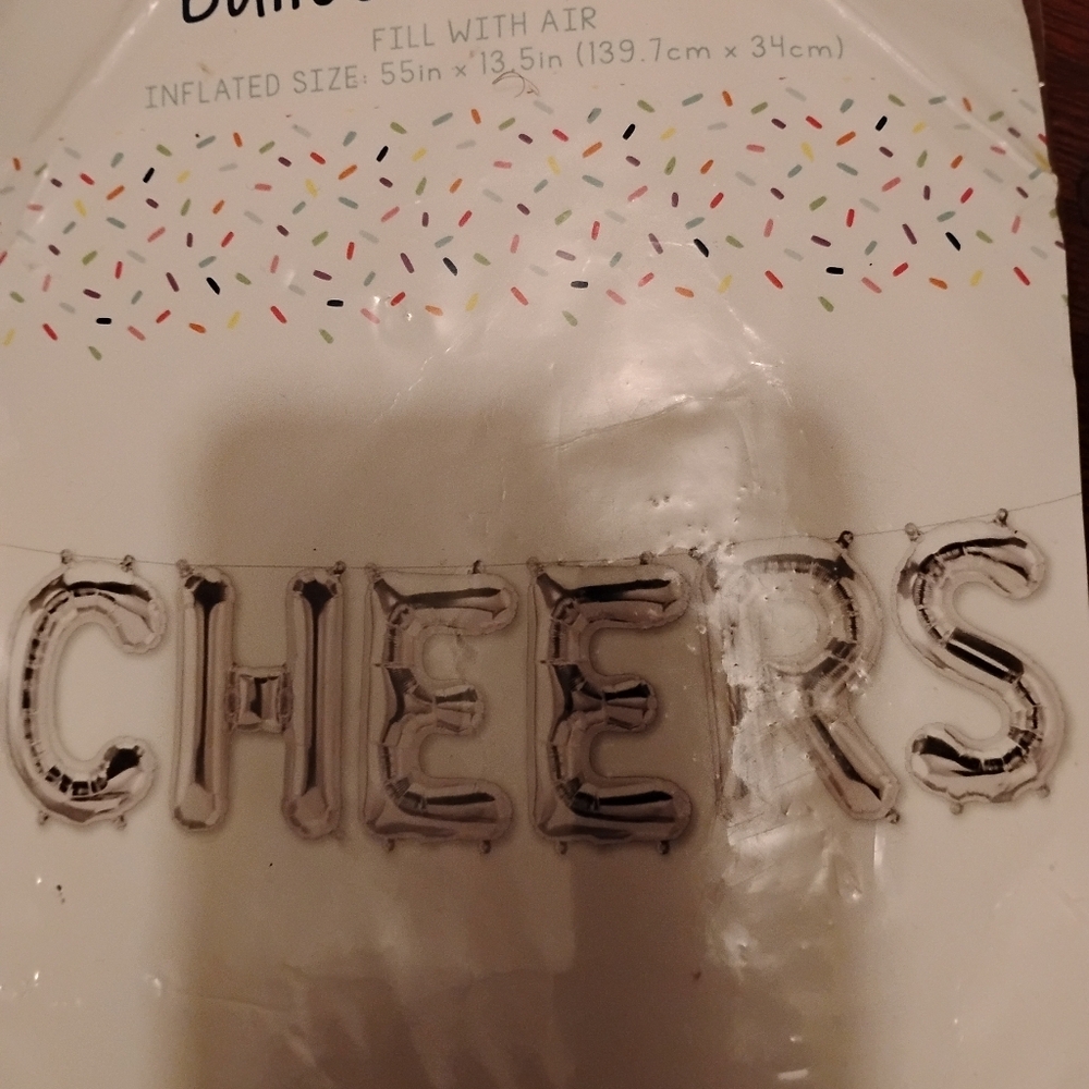 Cheers Silver Foil Balloons.Banner Kit Is A Decorative Party Accessory Designed